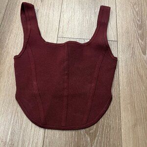 Aritzia Babaton SCULPT KNIT BUSTIER TANK in RICH MAROON